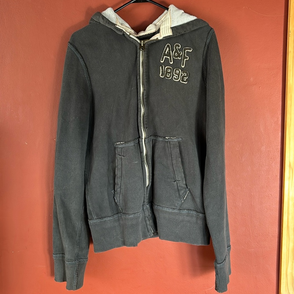 Abercrombie & Fitch Full Zip Hoodie, Men’s Small, Gray